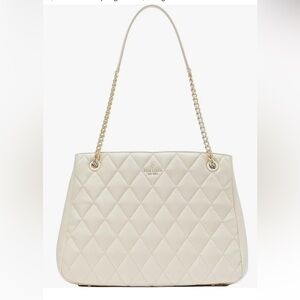 Kate Spade Quilted Cream Tote with Chain Handles